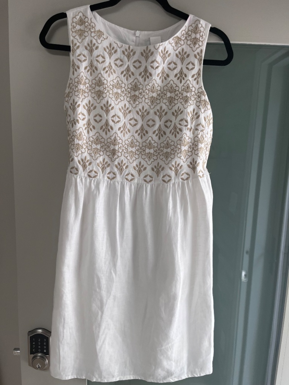 J.Jill Love Linen 100% Linen Embroidered Sleeveless Dress White Tie Waist Size S